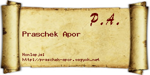 Praschek Apor névjegykártya